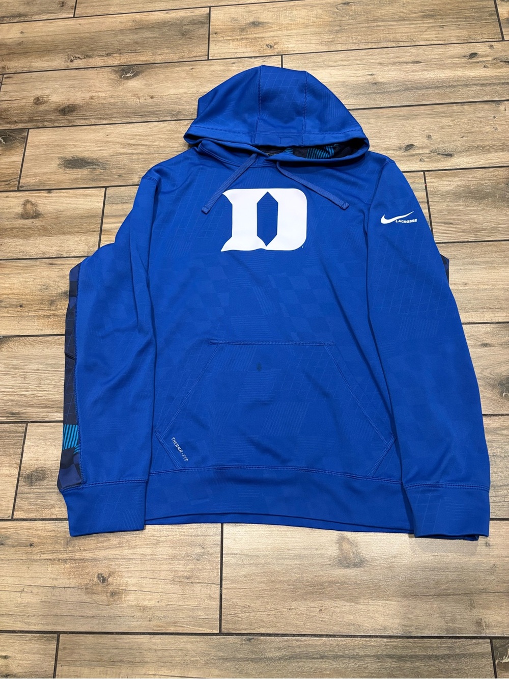 Vintage Nike Duke Blue Devils Lacrosse Therma FIT Hoodie Blue Size L